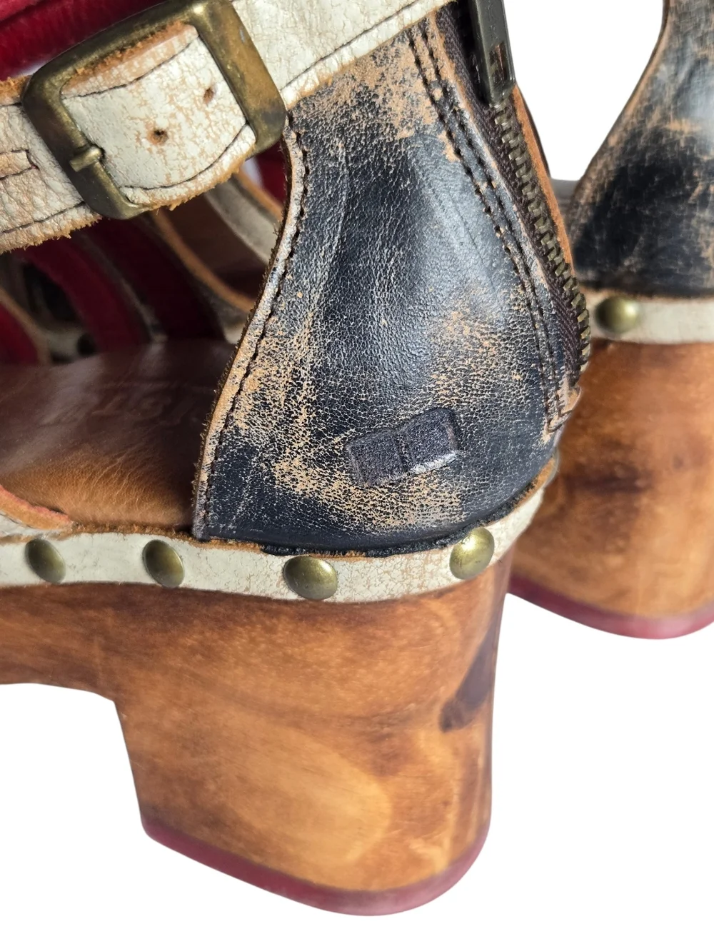 Bed Stu Antonelli Nectar Lux Distressed Leather Wooden Platform Sandals